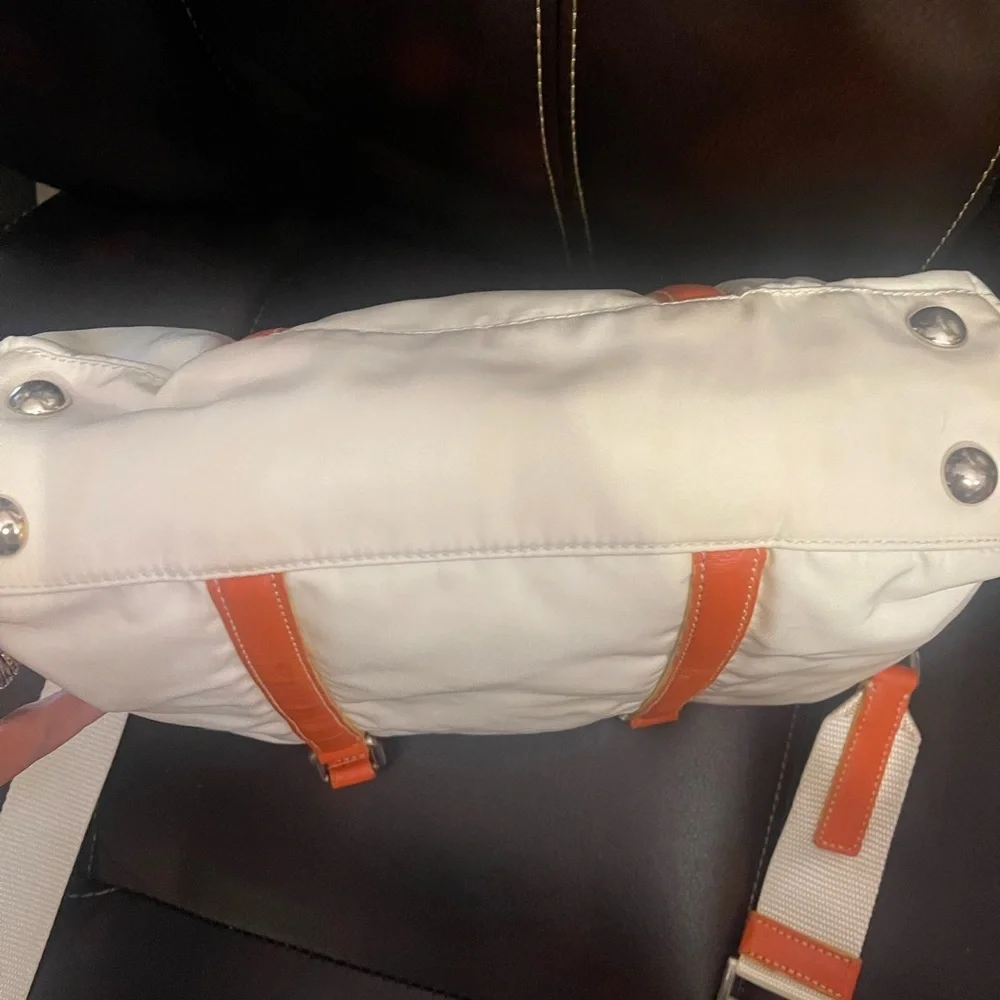 Prada Nylon 2-Way White and Orange Bag - Picture 3 of 11